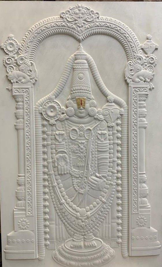 Sandstone wall panel with Lord Venkateswara Balaji carving for temple architecture